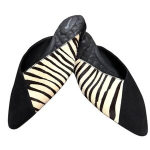 Birdies Swan Slides – Zebra Calf Hair & Suede – Size 7.5 – Excellent Condition